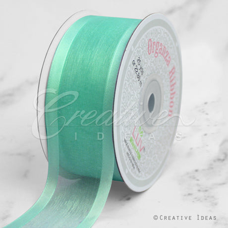 1 1/2" Organza With Satin Edge Ribbon - 25 Yards (Aqua)