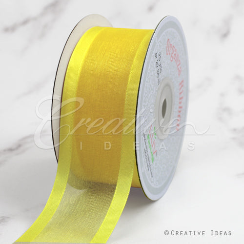 1 1/2" Organza With Satin Edge Ribbon - 25 Yards (Canary)