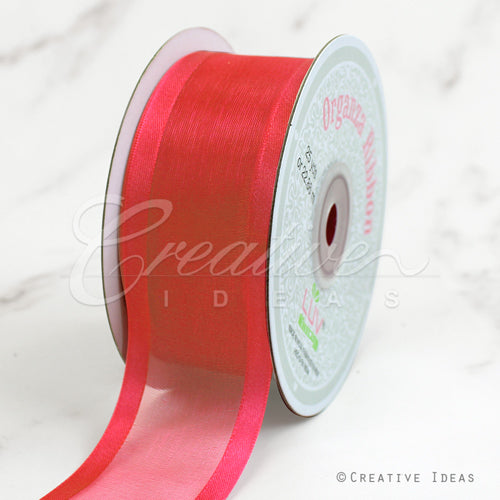 1 1/2" Organza With Satin Edge Ribbon - 25 Yards (Coral)