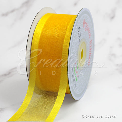 1 1/2" Organza With Satin Edge Ribbon - 25 Yards (Daffodil)