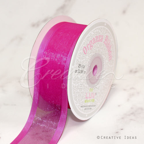 1 1/2" Organza With Satin Edge Ribbon - 25 Yards (Fuchsia)