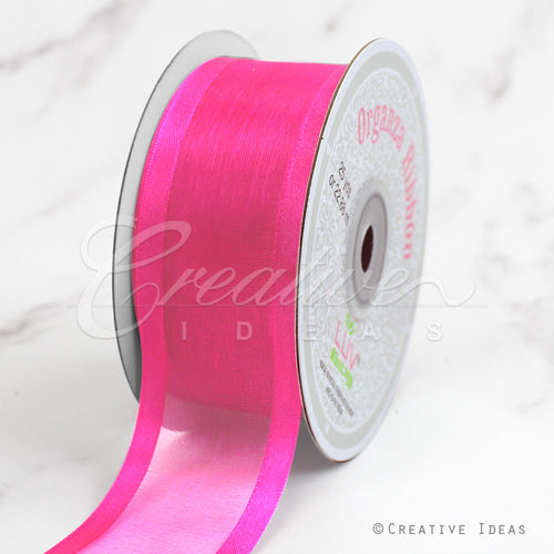 1 1/2" Organza With Satin Edge Ribbon - 25 Yards (Hot Pink)