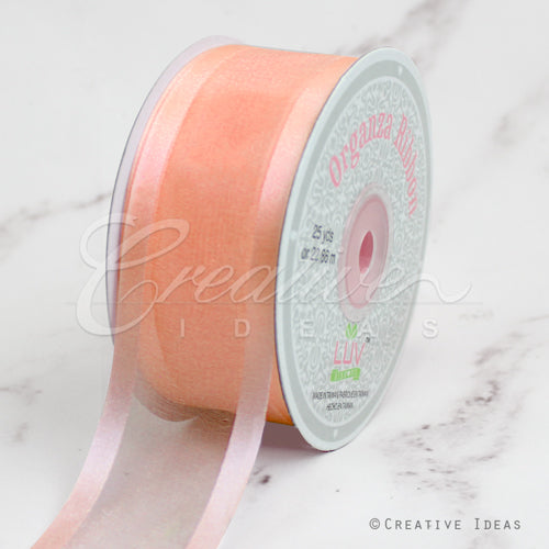 1 1/2" Organza With Satin Edge Ribbon - 25 Yards (Light Peach)
