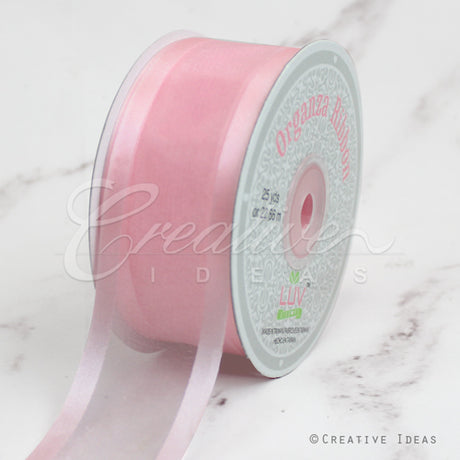 1 1/2" Organza With Satin Edge Ribbon - 25 Yards (Light Pink)