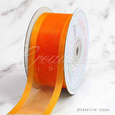 1 1/2" Organza With Satin Edge Ribbon - 25 Yards (Orange)