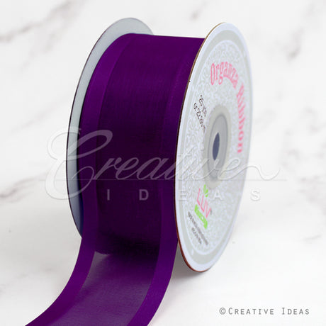 1 1/2" Organza With Satin Edge Ribbon - 25 Yards (Plum)