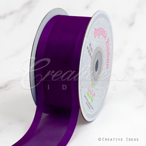 1 1/2" Organza With Satin Edge Ribbon - 25 Yards (Plum)