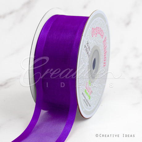 1 1/2" Organza With Satin Edge Ribbon - 25 Yards (Purple)