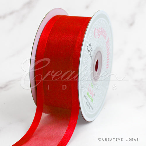 1 1/2" Organza With Satin Edge Ribbon - 25 Yards (Red)