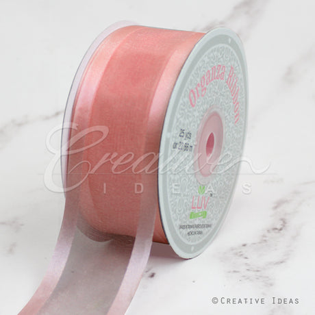 1 1/2" Organza With Satin Edge Ribbon - 25 Yards (Rose Gold)