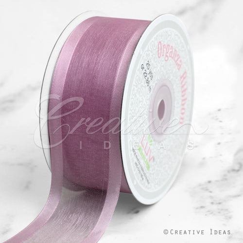 1 1/2" Organza With Satin Edge Ribbon - 25 Yards (Rosy Mauve)