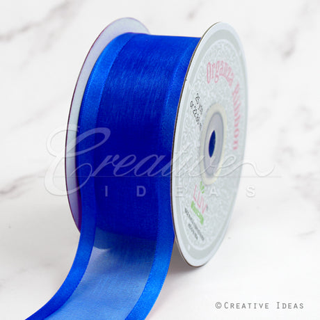 1 1/2" Organza With Satin Edge Ribbon - 25 Yards (Royal Blue)