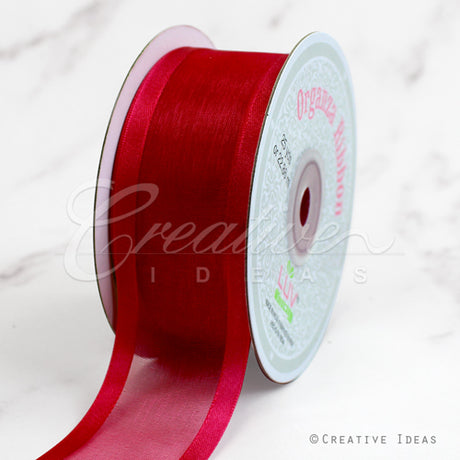 1 1/2" Organza With Satin Edge Ribbon - 25 Yards (Scarlet Red)