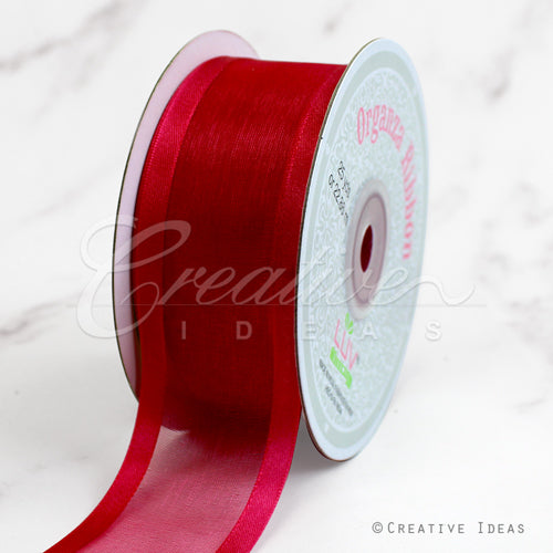 1 1/2" Organza With Satin Edge Ribbon - 25 Yards (Scarlet Red)