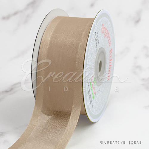 1 1/2" Organza With Satin Edge Ribbon - 25 Yards (Toffee)