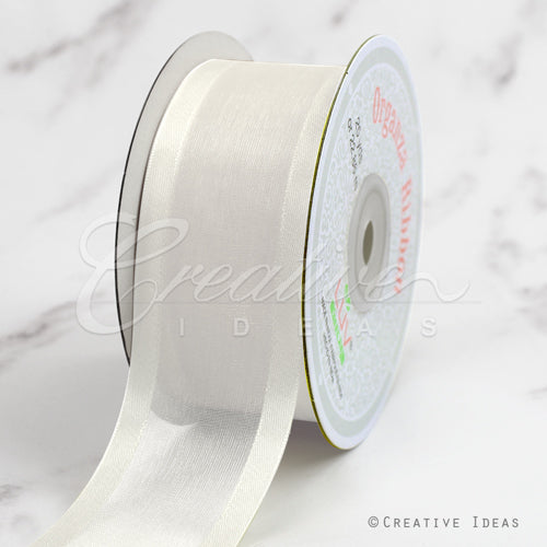 1 1/2" Organza With Satin Edge Ribbon - 25 Yards (White)