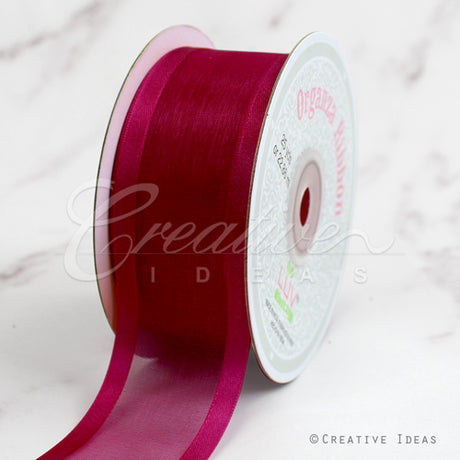 1 1/2" Organza With Satin Edge Ribbon - 25 Yards (Wine)