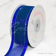 1 1/2" Organza With Satin & Silver Edge Ribbon - 25 Yards (Royal Blue)