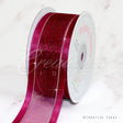 1 1/2" Organza With Satin & Silver Edge Ribbon - 25 Yards (Wine)