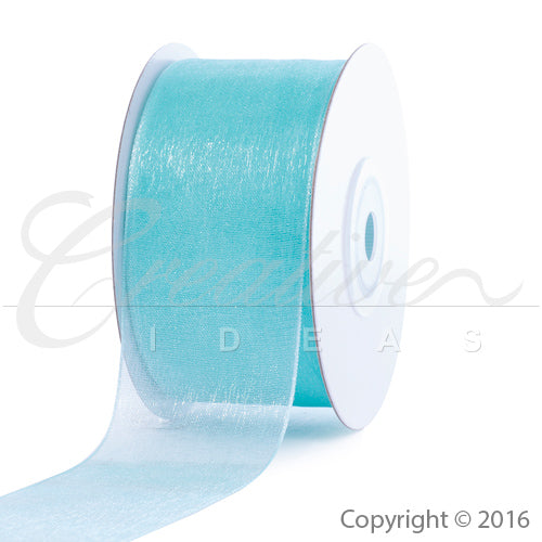 1 1/2" Plain Organza Sheer Ribbons - 25 Yards (Aqua)