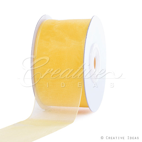 1 1/2" Plain Organza Sheer Ribbons - 25 Yards (Canary)