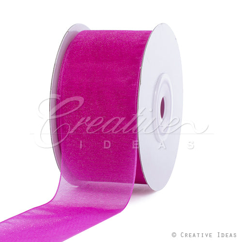 1 1/2" Plain Organza Sheer Ribbons - 25 Yards (Fuchsia)