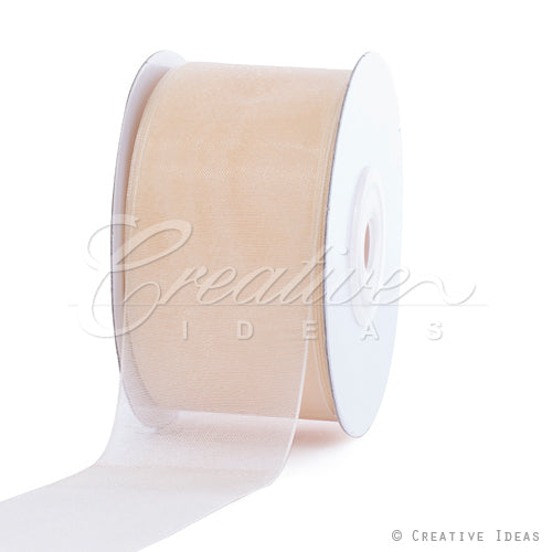 1 1/2" Plain Organza Sheer Ribbons - 25 Yards (Ivory)