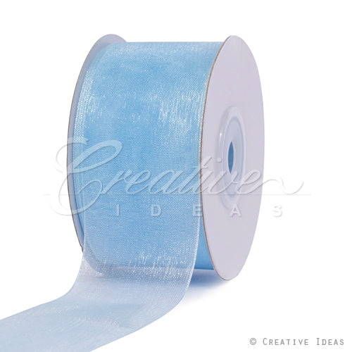 1 1/2" Plain Organza Sheer Ribbons - 25 Yards (Light Blue)