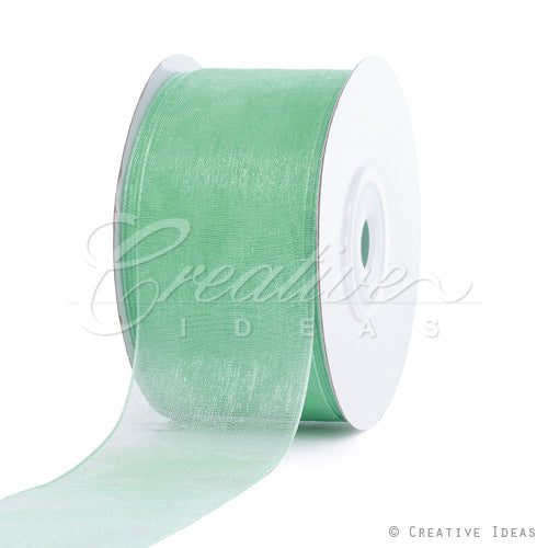 1 1/2" Plain Organza Sheer Ribbons - 25 Yards (Mint Green)