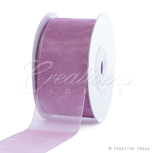 1 1/2" Plain Organza Sheer Ribbons - 25 Yards (Rosy Mauve)