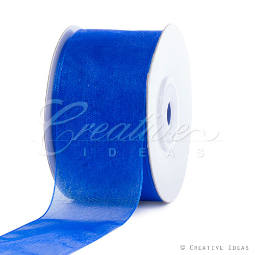 1 1/2" Plain Organza Sheer Ribbons - 25 Yards (Royal Blue)