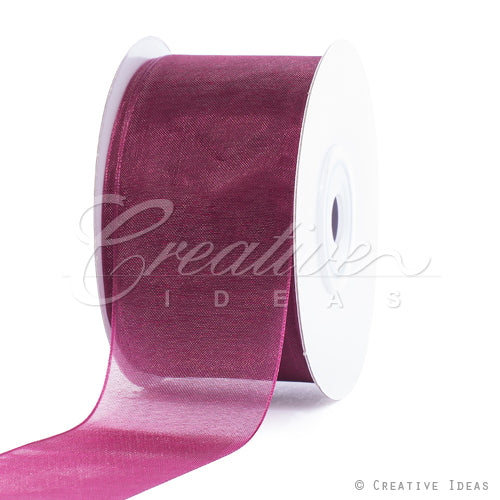 1 1/2" Plain Organza Sheer Ribbons - 25 Yards (Wine)