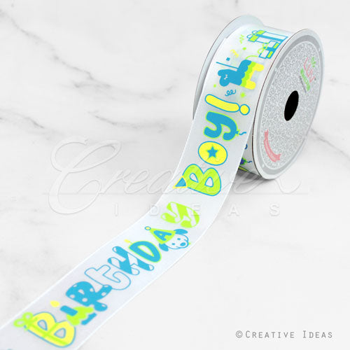 1 1/2" Satin Birthday Ribbon-10 Yds (Blue)