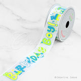 1 1/2" Satin Birthday Ribbon-10 Yds (Blue)