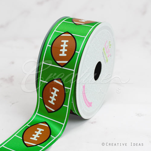 1 1/2" Satin Football Field Ribbon-10 Yds (Green)
