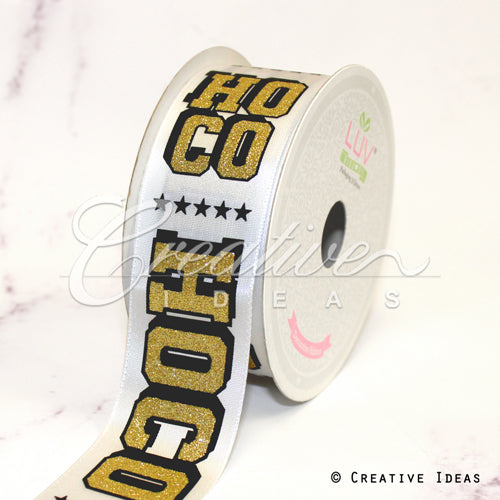 1 1/2" Satin Glitter Hoco Ribbon-21 Feet (White)