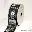1 1/2" Satin "Victory, We Are #1" Volleyball Ribbon-21 Feet (Black)