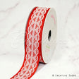 1 1/2" Scalloped Heart Lace Overlay Mesh Ribbon-10 Yds (Red)