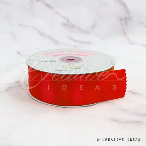 1 1/2" Single Face Satin-50 Yds (Vibrant Red)