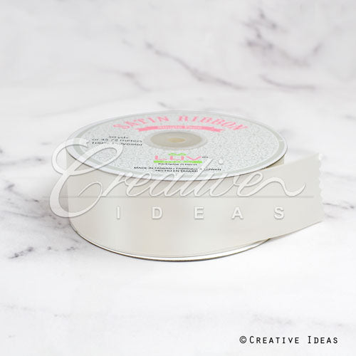 1 1/2" Single Face Satin Ribbon - 50 Yards (Antique White)