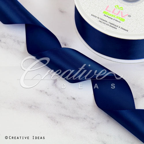 1 1/2" Single Face Satin Ribbon - 50 Yards (Navy Blue)