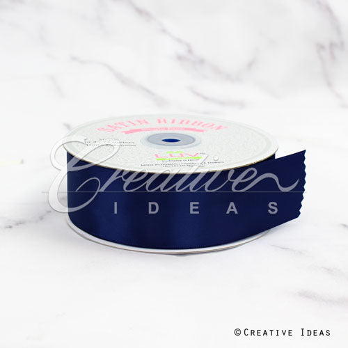 1 1/2" Single Face Satin Ribbon - 50 Yards (Navy Blue)