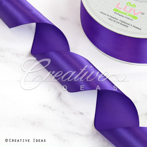 1 1/2" Single Face Satin Ribbon - 50 Yards (Purple)