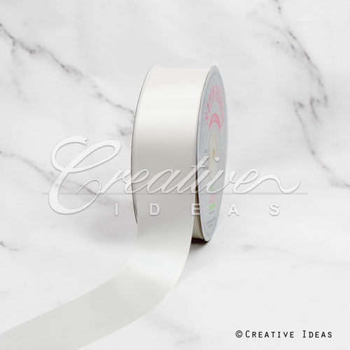 1 1/2" Single Face Satin Ribbon - 50 Yards (White)