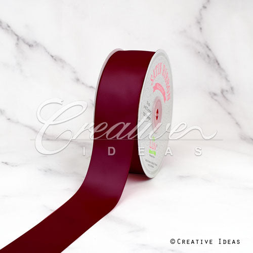 1 1/2" Single Face Satin Ribbon - 50 Yards (Wine)