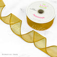 1 1/2" Wired Organza Ribbon - 10 Yards (Antique Gold)