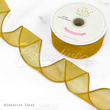 1 1/2" Wired Organza Ribbon - 10 Yards (Antique Gold)