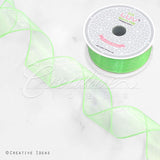 1 1/2" Wired Organza Ribbon - 10 Yards (Apple Green)