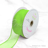 1 1/2" Wired Organza Ribbon - 10 Yards (Apple Green)
