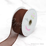 1 1/2" Wired Organza Ribbon - 10 Yards (Brown)
